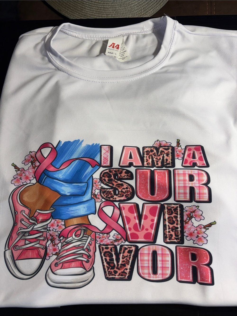 Women's White 'I Am a Survivor' Pink Graphic Tee